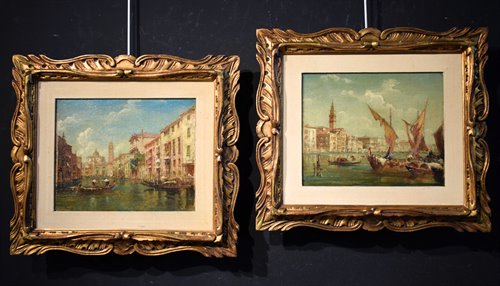 Coppia di Vedute Veneziane - Giudecca e Canal Grande
